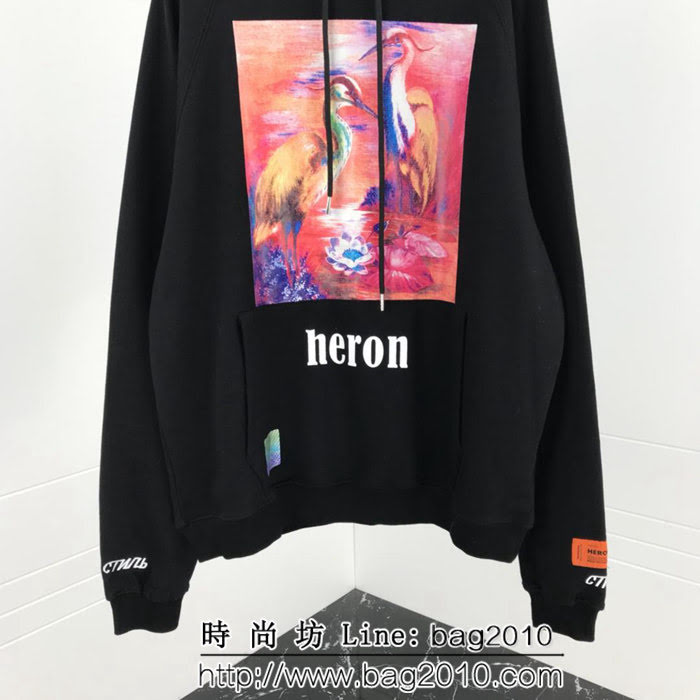 Heron Preston19ss官方最新款 粉紅雙鶴系列 連帽衛衣 情侶款 ydi1271